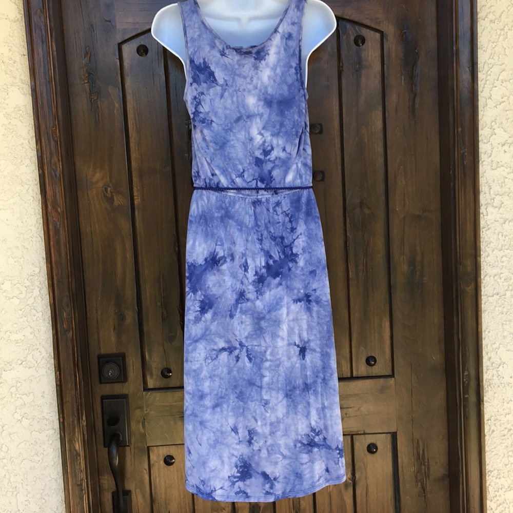 AB Studio Blue Tie Dye High Low Dress S - Picture 3 of 5